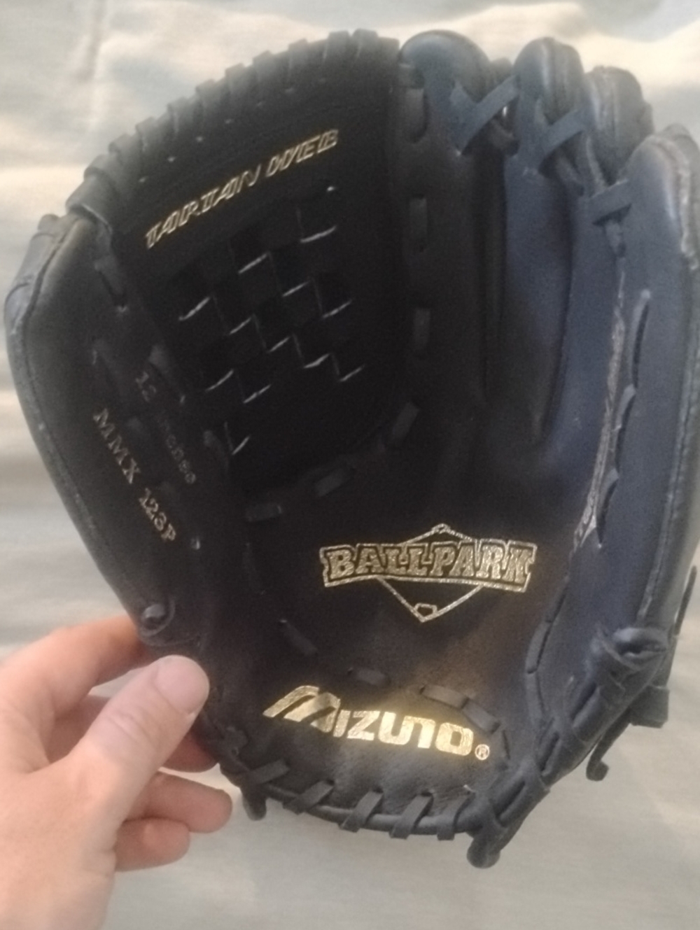 Mizuno Black Leather Ballpark Baseball Glove with Gold Logo